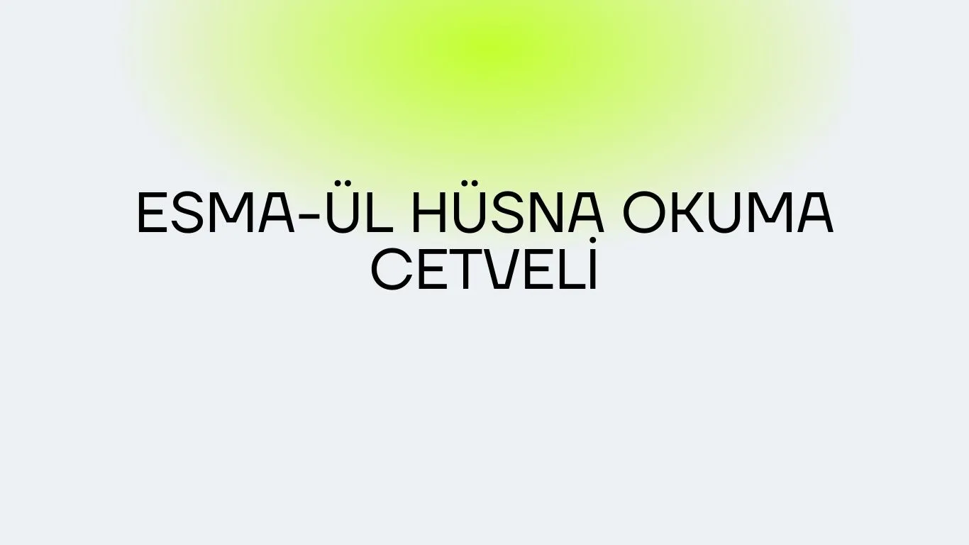 Esma-ül Hüsna Okuma Cetveli