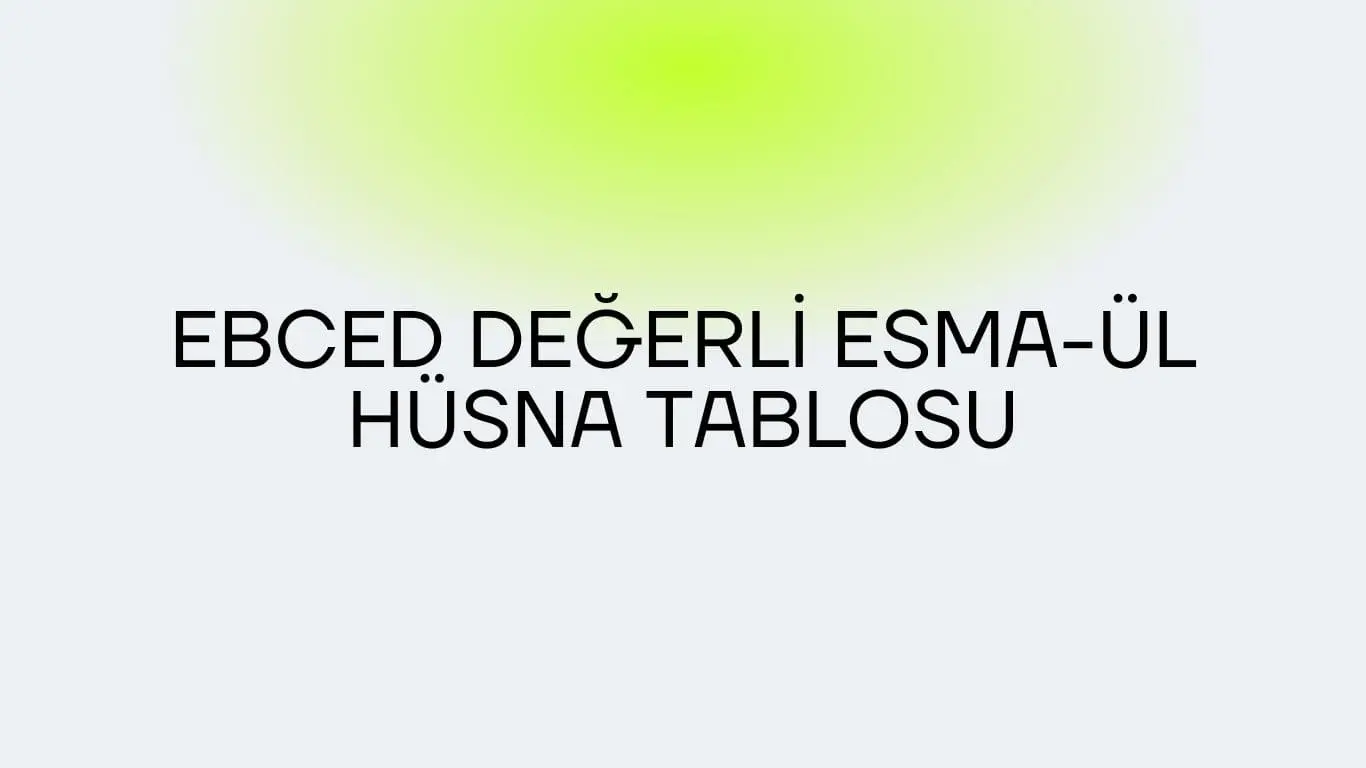 Ebced Değerli Esma-ül Hüsna Tablosu